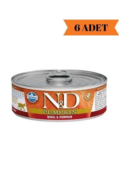 N&D Pumpkin Bıldırcın & Balkabağı Yetişkin Kedi Yaş Maması 70 Gr x 6 Adet