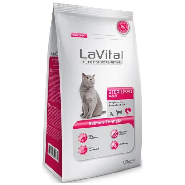 Lavital Sterilised Somonlu 1,5Kg Kısır Kedi Maması Salmon Sterilised Cat Food