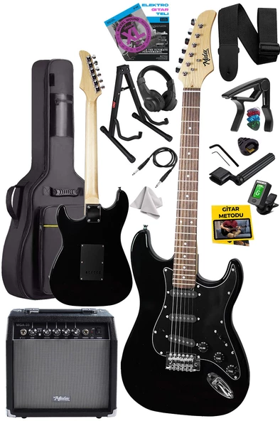 Midex RPH-30BK-35AMP Gül Klavye Strat Kasa SSS 35W Elektro Gitar Seti - 2