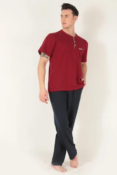 KANZ 3 Parça Erkek Soft Doğal Pamuk Pijama Damat Seti - 3