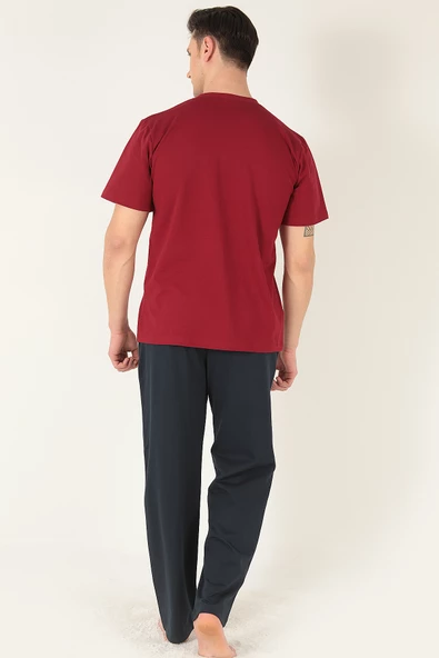 KANZ 3 Parça Erkek Soft Doğal Pamuk Pijama Damat Seti - 4