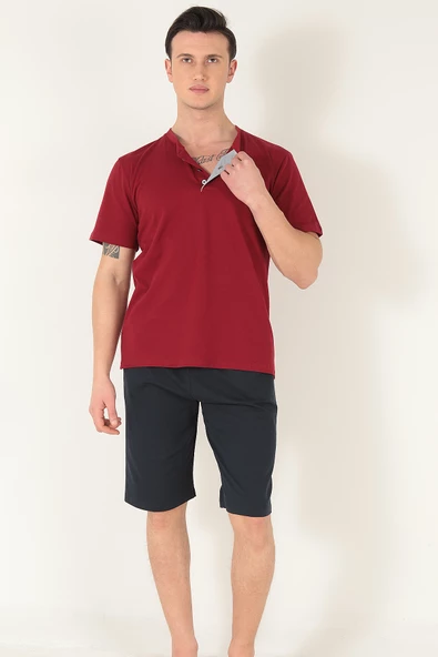 KANZ 3 Parça Erkek Soft Doğal Pamuk Pijama Damat Seti - 5
