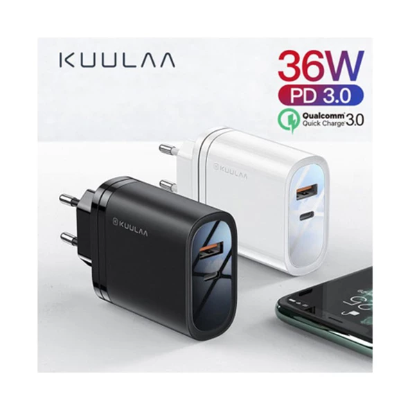 KUULAA 1 Usb QC3.0 1 PD 36W Universal Hızlı Şarj Başlık