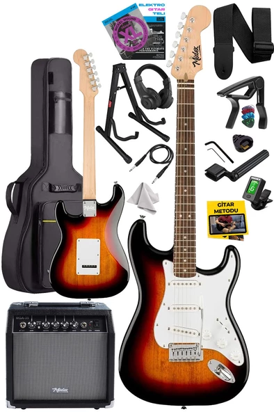 Midex RPH-30SB-35AMP Gül Klavye Strat Kasa SSS 35W Elektro Gitar Seti - 2