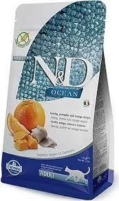 N&D Ocean Tahılsız Ringa Balıklı Bal Kabaklı ve Portakallı Yetişkin Kedi Maması 1.5 KG