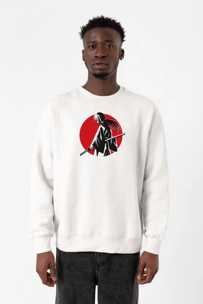Rurouni Kenshin Samurai Logo Minimal Beyaz Erkek 2ip Sweatshirt ürün görseli