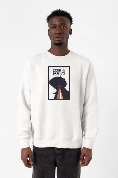 See You In Space Cowboys Minimalist Anime Poster Beyaz Erkek 2ip Sweatshirt ürün görseli