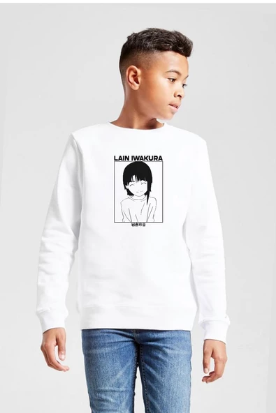 Serial Experiments Anime Lain Poster Beyaz Çocuk 2ip Sweatshirt - 1