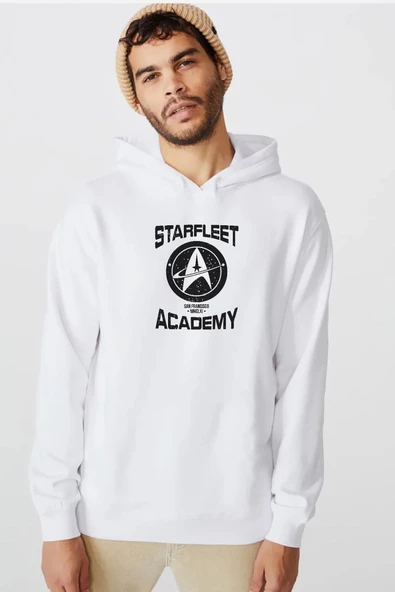 Star Trek Starfleet Academy Beyaz Erkek 3ip Kapşonlu  Sweatshirt