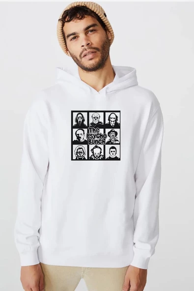 The Psycho Bunch Beyaz Erkek 3ip Kapşonlu  Sweatshirt