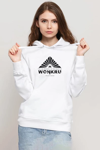The100 Wonkru Sembol Beyaz Kadın 3ip Kapşonlu Sweatshirt ürün görseli 1