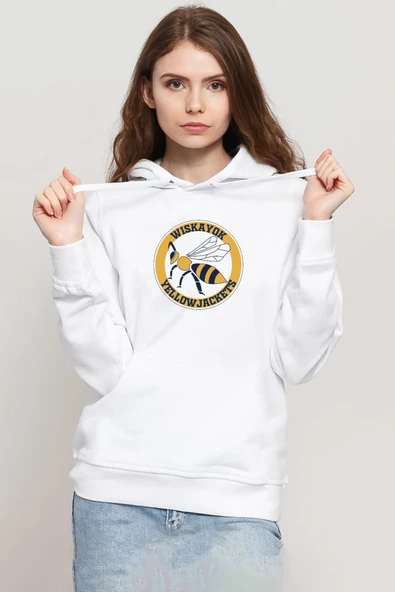 Wiskayok Yellowjackets Logo Beyaz Kadın 3ip Kapşonlu Sweatshirt ürün görseli