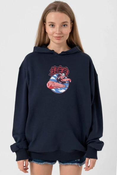 Dragon Ball Z Anime Tao Pai Pai Express Lacivert Kadın 3ip Kapşonlu ürün görseli 1