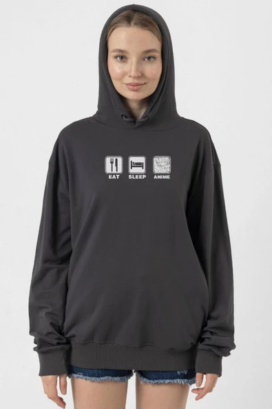 Eat Sleep Anime Füme Kadın 2ip Kapşonlu ürün görseli