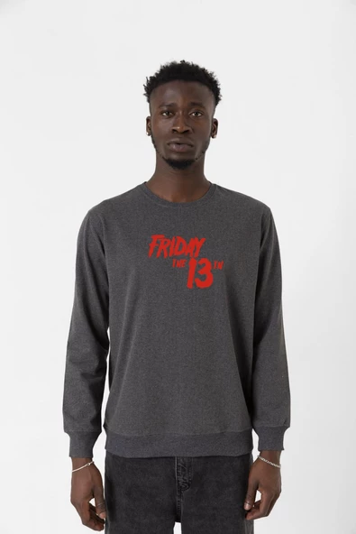 Friday The 13th Letter Logo Füme Erkek 2ip Sweatshirt