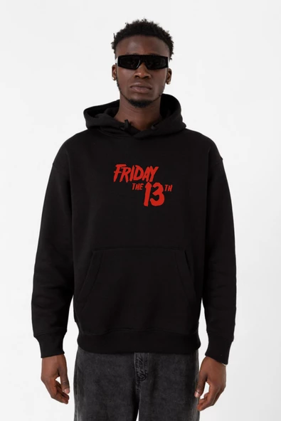 Friday The 13th Letter Logo Siyah Erkek 3ip Kapşonlu Sweatshirt ürün görseli