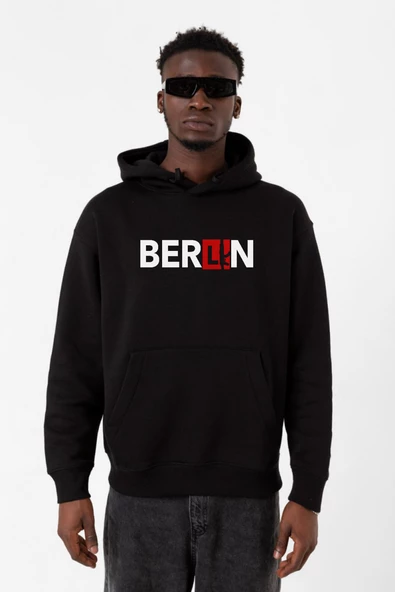 La Casa De Papel Berlin Ak Siyah Erkek 3ip Kapşonlu Sweatshirt