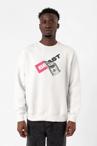 Mr Beast Dollar Bill Beyaz Erkek 2ip Sweatshirt