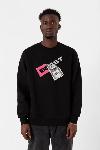 Mr Beast Dollar Bill Siyah Erkek 2ip Sweatshirt