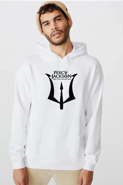 Percy Jackson And The Olympians Beyaz Erkek 3ip Kapşonlu  Sweatshirt