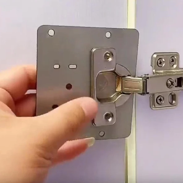 Dolap Kapak Tas Taş Menteşe Tamir Sacı Saç Nobel Pratik Onarım Kiti 6,5x9 cm Yuva Tablası 8 Adet - 5