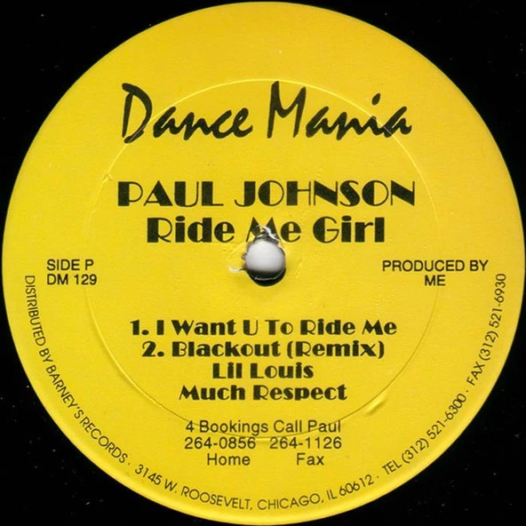 Dance Mania - Paul Johnson – Ride Me Girl / Now Suck It  Ghetto House Vinly Plak alithestereo