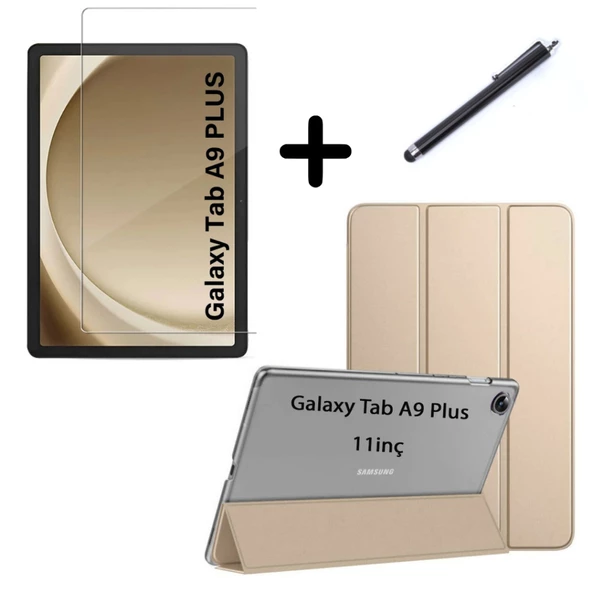Samsung Galaxy Tab A9 Plus X210 Kılıf SET PU Deri Smart Tablet Kilifi Ekran Koruyucu + Kalem X213 X215 X217 - 9