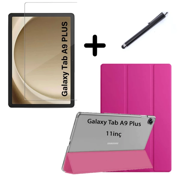 Samsung Galaxy Tab A9 Plus X210 Kılıf SET PU Deri Smart Tablet Kilifi Ekran Koruyucu + Kalem X213 X215 X217 - 6