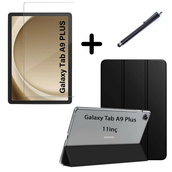 Samsung Galaxy Tab A9 Plus X210 Kılıf SET PU Deri Smart Tablet Kilifi Ekran Koruyucu + Kalem X213 X215 X217 - 2