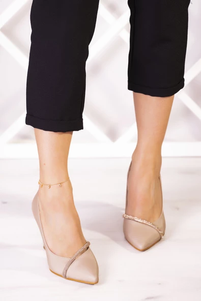 Erkan Saçmacı Roland Ten Saten Taşlı Kadeh Topuklu Stiletto - 3