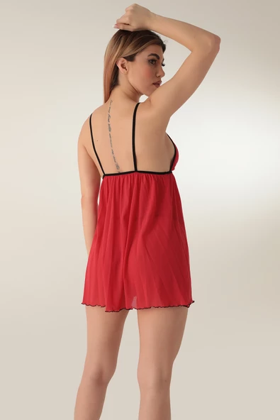 Miorre Sabit Askılı Transparan Mini Gecelik-21873 - Resim 4