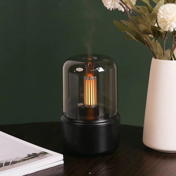 Hava Nemlendirici Retro Mum Işığı Tarzı Aroma Difüzörü Gece Lambası 120ML. - 8