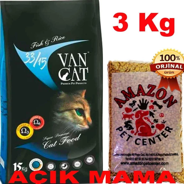 Vancat Balıklı Kedi Maması Açık 3 Kg