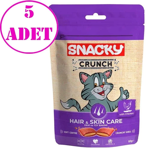 Snacky Crunchy Tavuklu Kedi Ödülü Hair-Skin 60 gr 5 AD ürün görseli 1