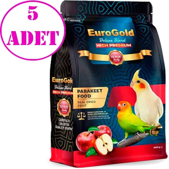 EuroGold Deluxe Blend Gerçek Elmalı Premium Paraket Yemi 1 Kg 5 AD ürün görseli