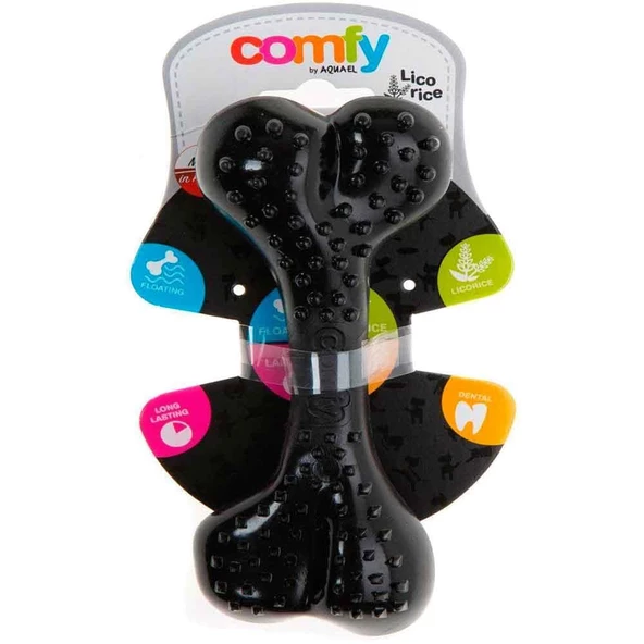 AQUAEL Comfy Toy Köpek Oyuncağı DENTAL BONE 12 Cm Siyah Meyan Kökü Aromalı