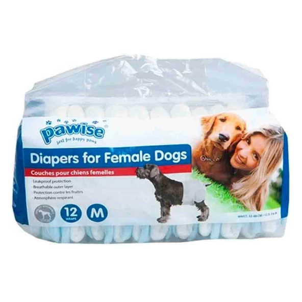 Pawise Dişi Köpek Alt Bağlama Bezi M Boy 12 Adet ürün görseli 1