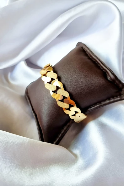 Kadın 316 L Çelik Kararmaz Desenli Kelepçe Bileklik - Resim 2