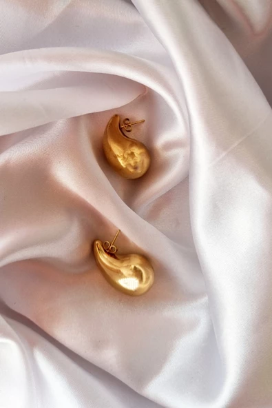 Kadın Altın Kaplama Bottega Damla Küpe rachelküpe - Resim 4