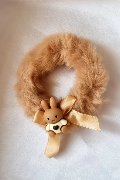 Tüylü Peluş Çocuk Simit Lastik Toka 2 Adet Tavşan simit - 2