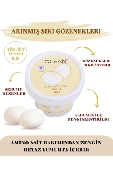 Ocean Yumurta Akı Maskesi, Gözenek Sıkılaştırıcı Egg Mask Wash Soft Scrub