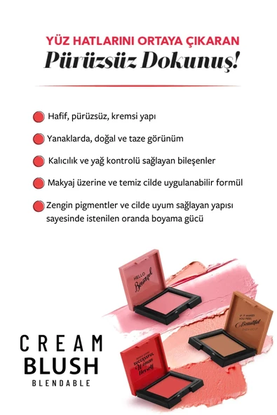 Pastel Cream Blush - Krem Allık 43 Scarlett - 4