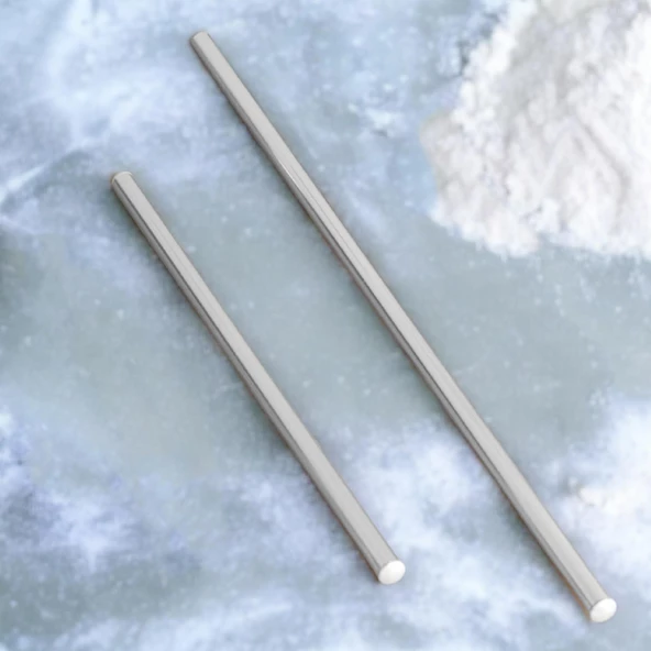 Alüminyum Metal Oklava 2'li Set 99-74 cm Börek Hamur Yufka Açma Silindir Yuvarlak Uzun Kısa Mutfak - 5