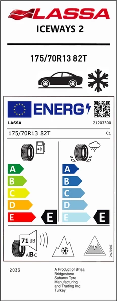 Lassa 175/70 R13 82T Iceways 2 Kış Lastiği Üretim Tarihi 2024 - 4