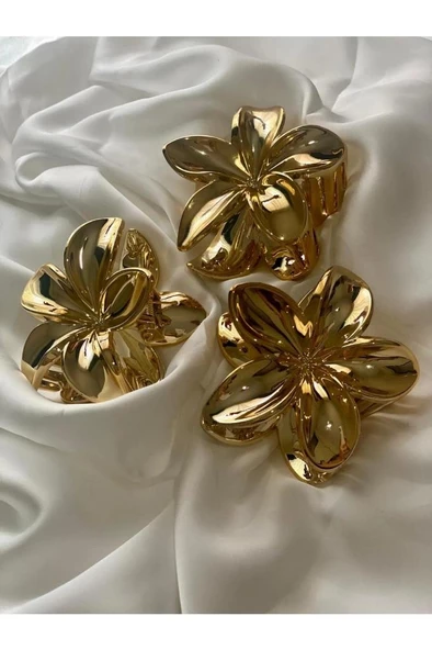 akrilik parlak büyük 2 lı lotus madal toka set 8CM (renk seçiniz) gri gold