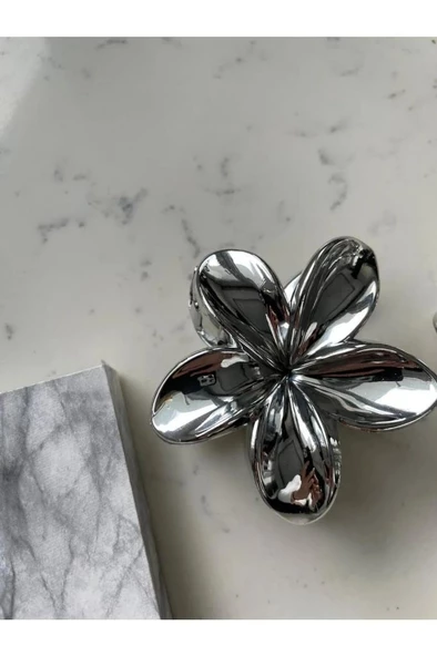 akrilik parlak büyük 2 lı lotus madal toka set 8CM (renk seçiniz) gri gold - 12