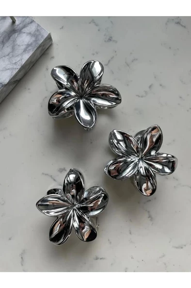 akrilik parlak büyük 2 lı lotus madal toka set 8CM (renk seçiniz) gri gold - 8