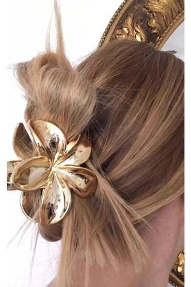 akrilik parlak büyük 2 lı lotus madal toka set 8CM (renk seçiniz) gri gold - 5