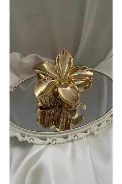 akrilik parlak büyük 2 lı lotus madal toka set 8CM (renk seçiniz) gri gold - 4