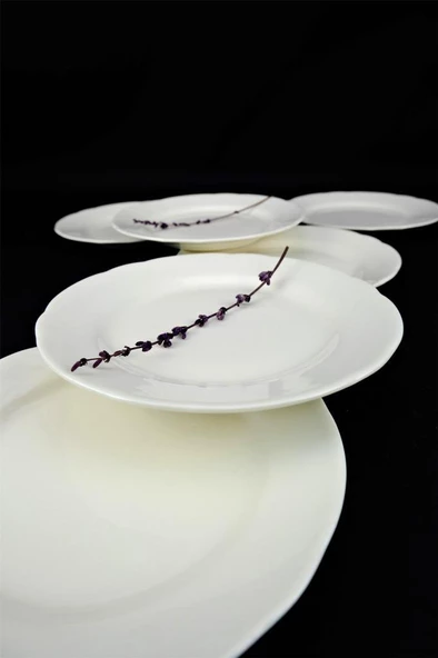 Digithome Papatya 6’lı Porselen Pasta ve Sunum Tabağı Seti 19 Cm Krem - TL4051627 C320.003 - Resim 2